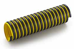 Dragon Tail - Black & Yellow Double Spiral Polyethylene Suction and Delivery Hose for Portable Sanitation.