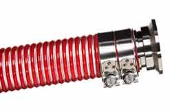Bacco FF AS - Antistatic Clear Plasticized Vinyl Suction and Delivery Hose Reinforced with Red PVC Helix
