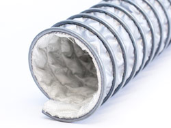 Eolo Clip 400C - Ultra-High Temperature Grey Coated Fibreglass Ducting Reinforced with Stainless Steel Wire Helix for Furnace Exhaust