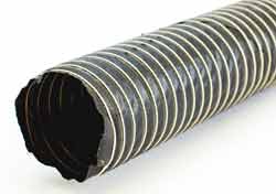NeoDuct - Black Single Ply Neoprene-coated Glass Fabric Ducting Reinforced with Internal Steel Wire Helix and External Glass Cord