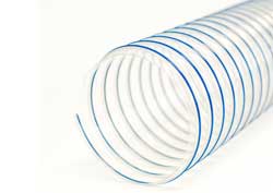 Vulcano PU Blue - Clear Ester Polyurethane Ducting with Blue PU-coated Coppered Steel Wire Helix (Medium Duty)
