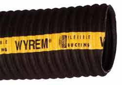 Wyrem 0603 Double Ply Rubber-coated Fabric Ducting Fully Encapsulating a Spring Steel Helix for dust extraction, street cleaning, particle handling and fume extraction